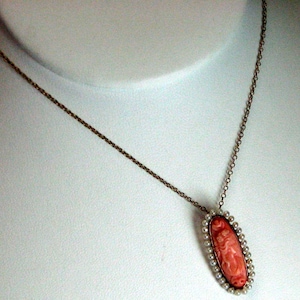 VINTAGE EDWARDIAN PENDANT Coral and Pearl