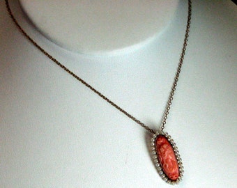 VINTAGE EDWARDIAN PENDANT Coral and Pearl