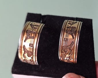 Sterling Silver and Gold Filled Native American Southwestern Hoop Earrings