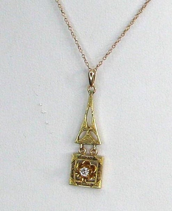 EDWARDIAN FILIGREE LAVALIER with Diamond