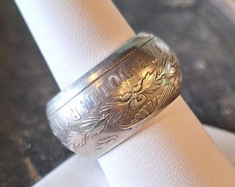 Large Silver Dollar Coin Ring Dated 1921