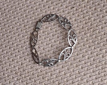 Vintage Mid Century Silver Danish Style Link Bracelet