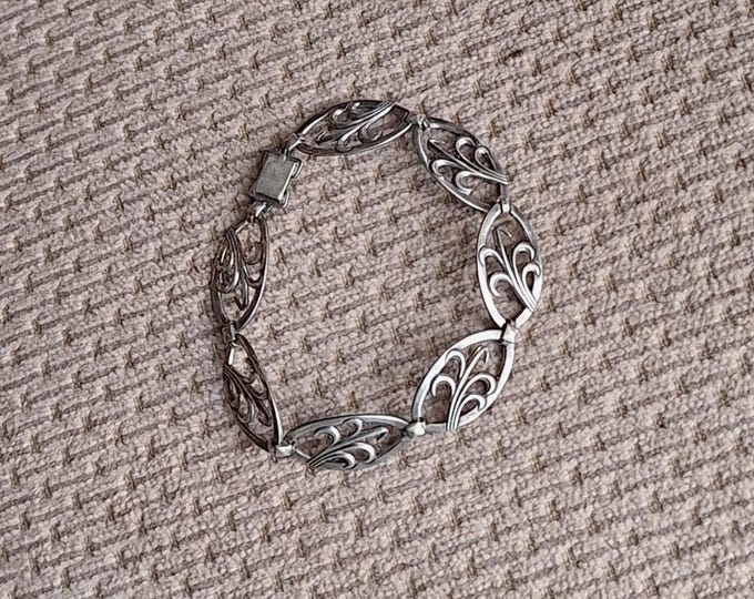 Vintage Mid Century Silver Danish Style Link Bracelet