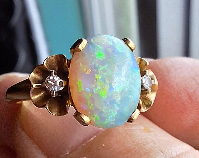 14K Opal Ring with Full Pin Fire