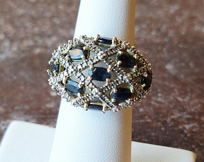 Sterling Silver Natural Sapphire Statement Ring