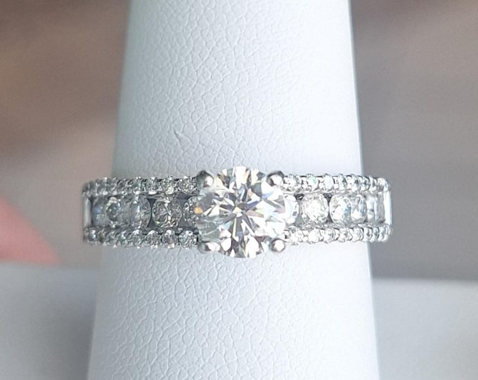 Super Blingy! 14K White Gold Approx. 0.66 Carat Center Engagement Ring