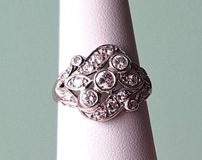 Platinum Mid-Century Multi-Diamond Ring