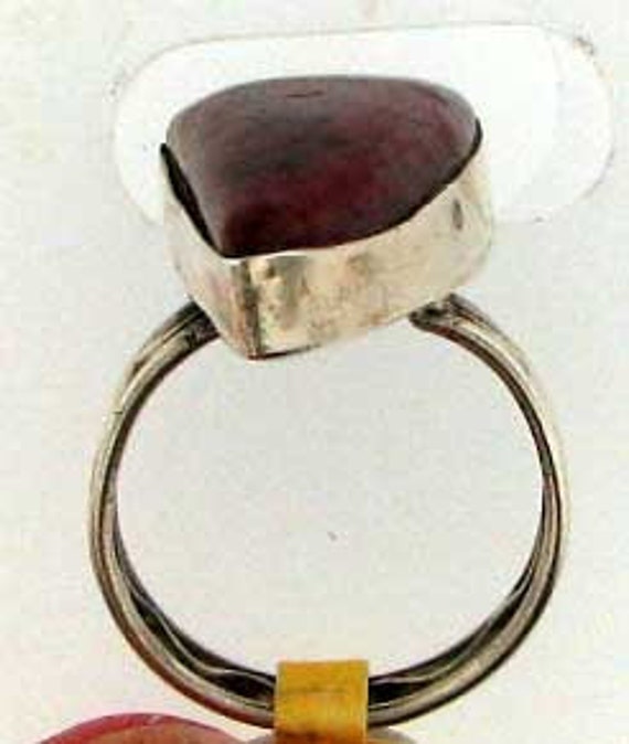 Auburn Colored Amber Freeform Sterling Silver Ring - image 5