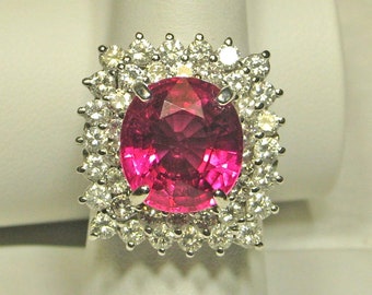 SHOCKLINGLY VIVID RUBELLITE and Diamond White Gold Ring