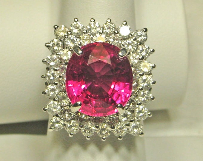 SHOCKLINGLY VIVID RUBELLITE and Diamond White Gold Ring