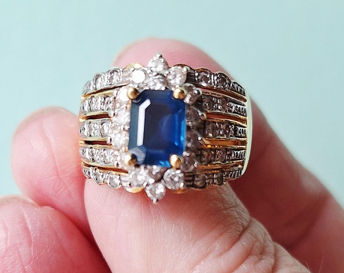 LeVian Natural Sapphire and Diamond Ring
