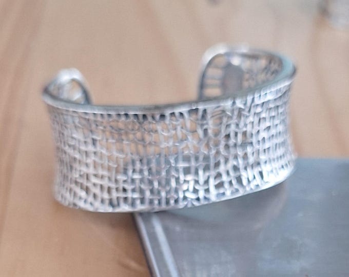 Brutalist Silpada Sterling Silver Woven Cuff Bracelet