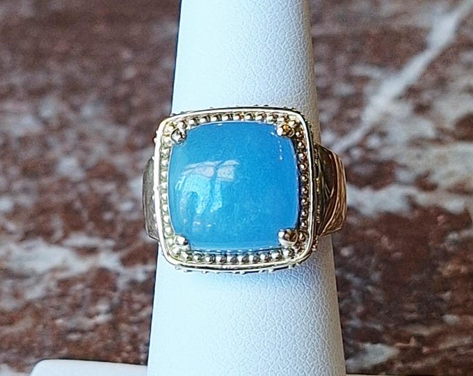 Chrysocolla Sterling Silver Ring with a Gold Wash