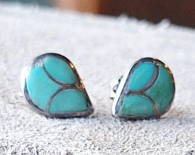 Sweet Tear Drop Shaped Turquoise Stud Earrings