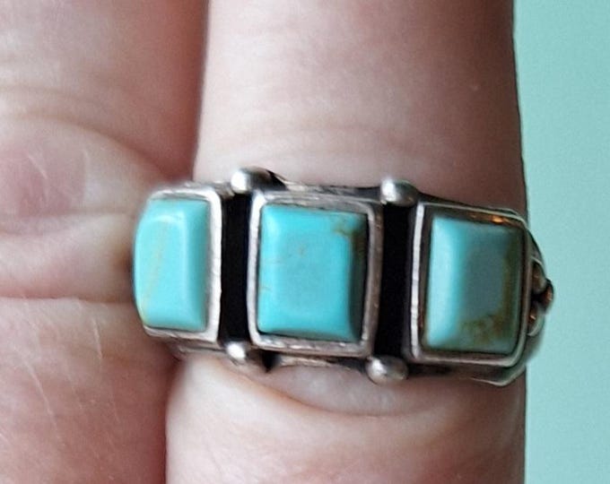 Sterling Silver Three Stone Turquoise Ring