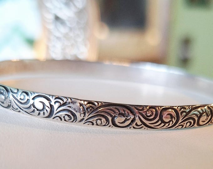 Sterling Silver Swirl Pattern Stackable Bangle Bracelet