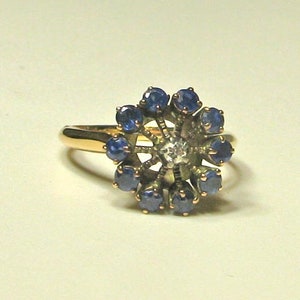 Anel de diamante e safira natural eduardiano vintage não aquecido imagem 10