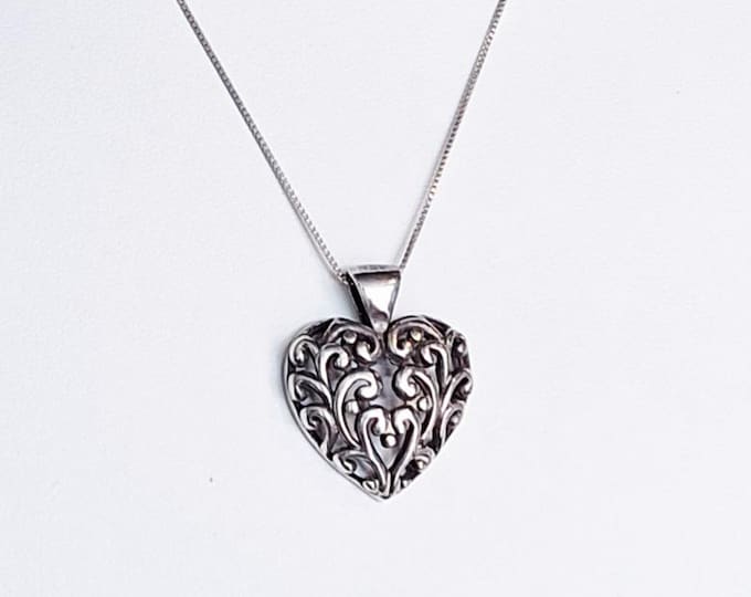 Sterling Silver Filigree Rounded Heart Pendant