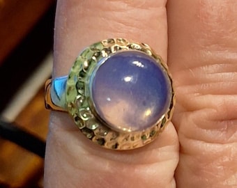 Sterling silver Round Cabochon Opalite Ring