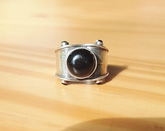 Sterling Silver Modernist Black Onyx Ring