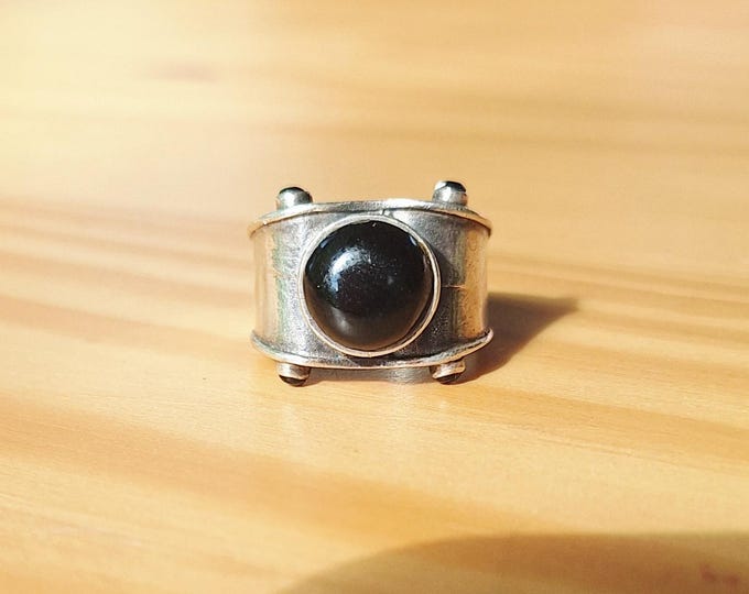 Sterling Silver Modernist Black Onyx Ring