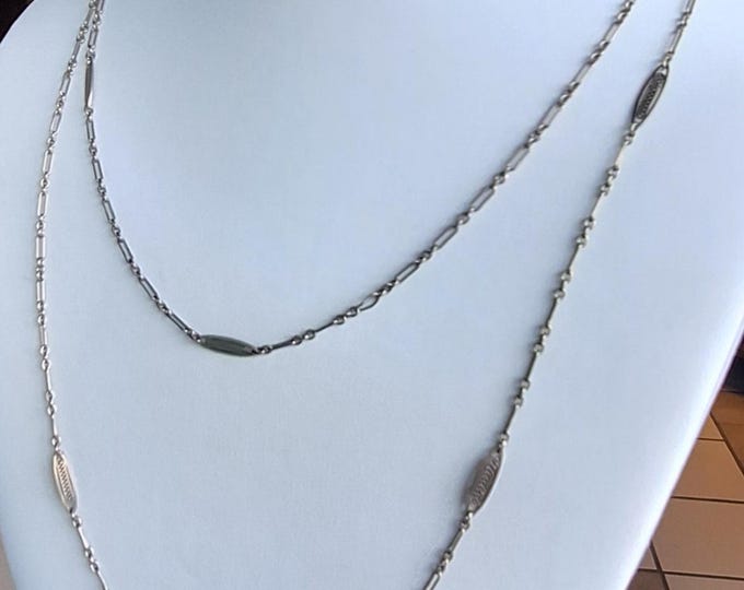 Very Nice Art Deco Sterling Silver 40 Inch Chain