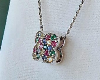 HAPPY COLORFUL White Gold Natural Gemstone Pendant