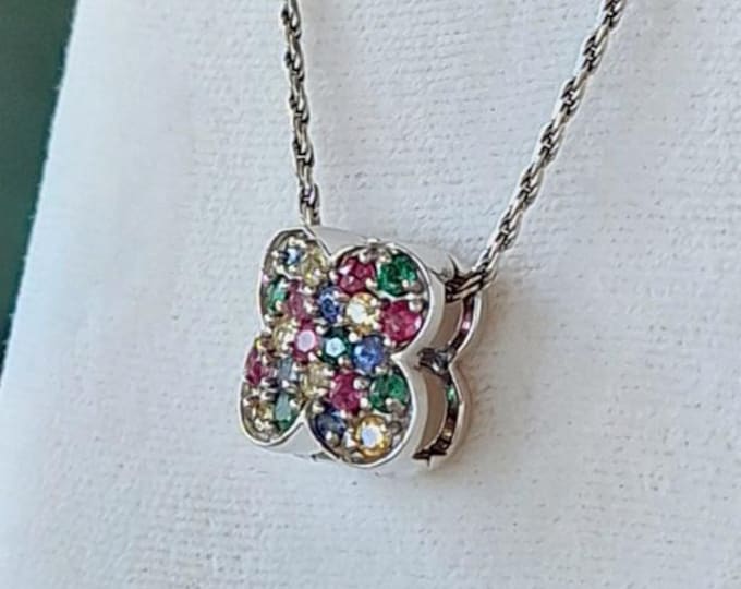 HAPPY COLORFUL White Gold Natural Gemstone Pendant