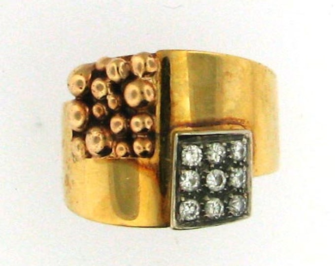 Custom Made 18K and 14K Cigar Band with Diamond and Etruscan Granulation