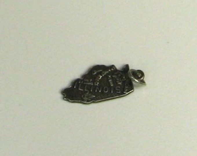 Vintage Sterling Silver Illinois Pendant Charm