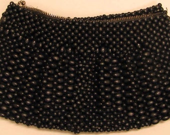 Vintage Navy Blue Beaded Handbag