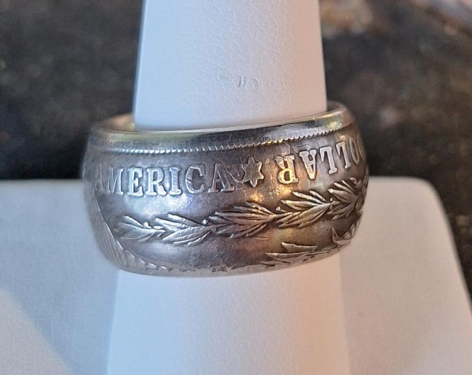 American Silver Dollar Coin Ring Stamped 1921