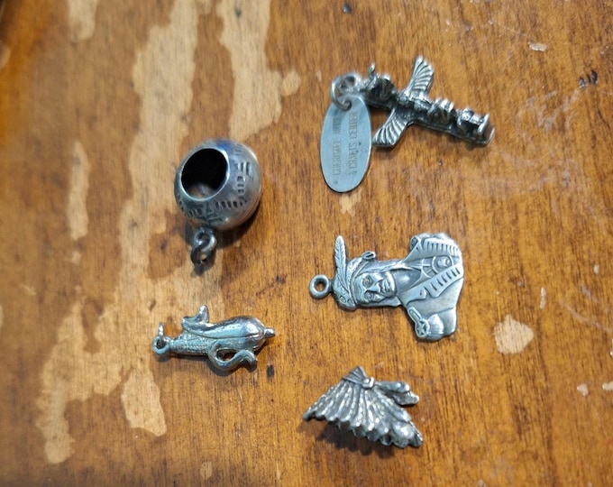 Vintage Sterling Silver Native American Themed Charms