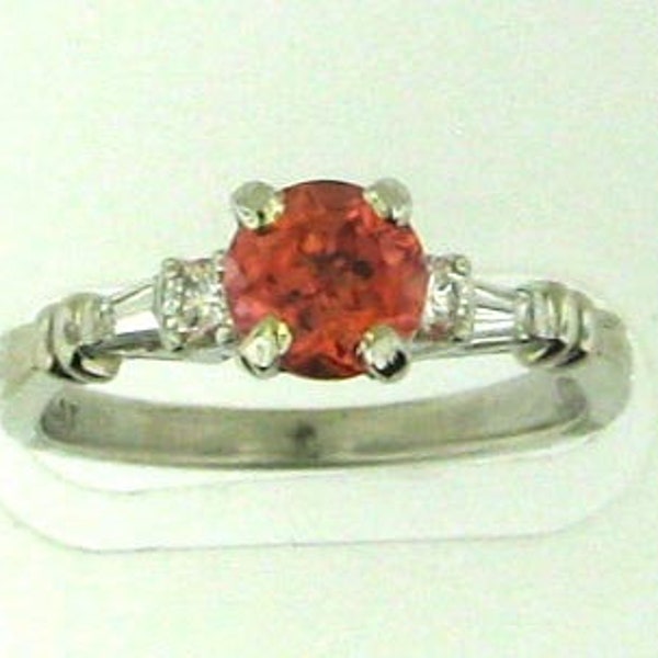 Platinum Scott Kay Diamond Engagement Ring with Orange Padparadscha Sapphire