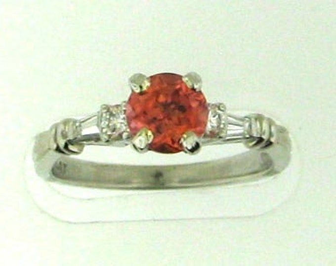 Platinum Scott Kay Diamond Engagement Ring with Orange Padparadscha Sapphire