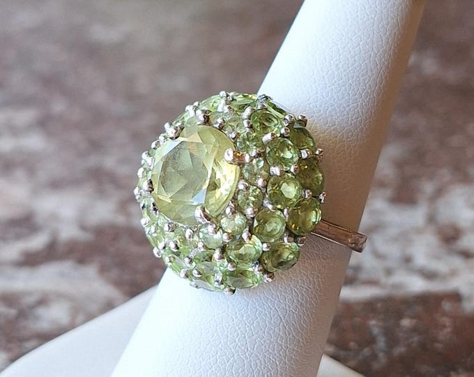 Sterling Silver Citrine and Prasiolite Ring