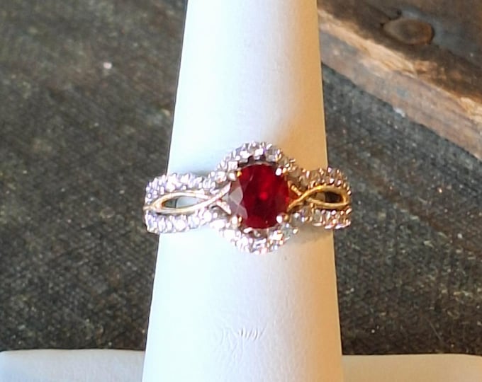 14K Bi-Color Natural RED RUBY and Diamond Ring