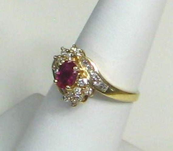 Vintage Natural Ruby Ring with Round and Square C… - image 2