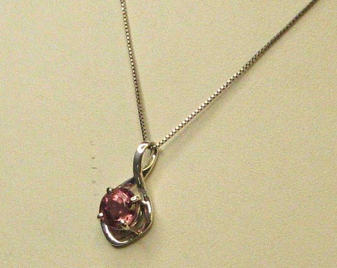 Sterling Silver Pink Tourmaline By Pass Pendant