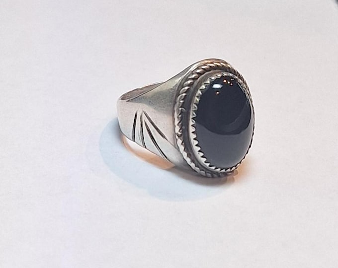 Sterling Silver Native American Onyx Ring