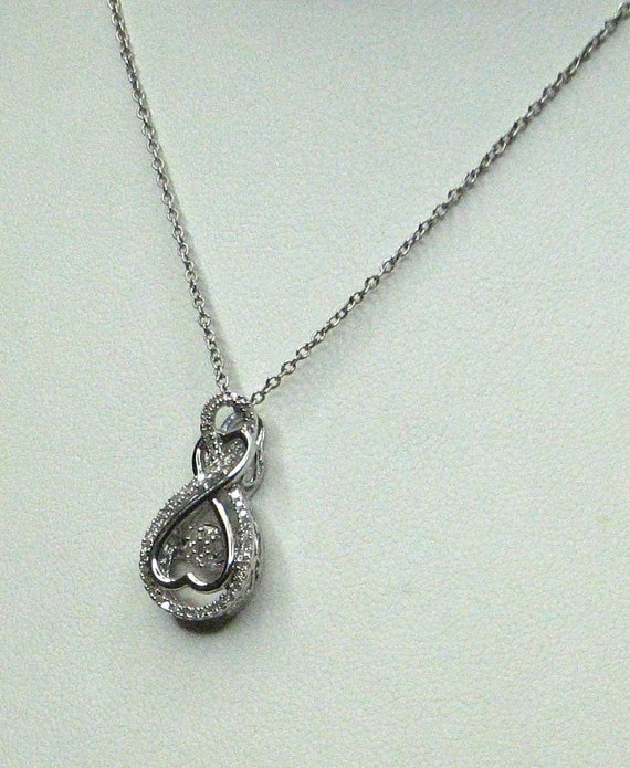 Sterling Silver Diamond Eternity Heart Pendant - image 1