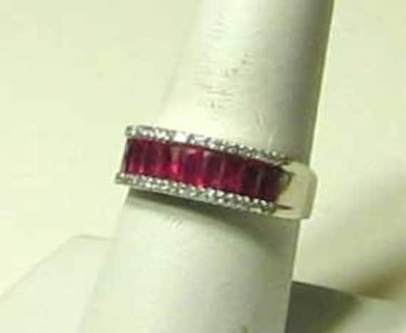Natural Ruby and Diamond Ring Set in White Gold - image 2