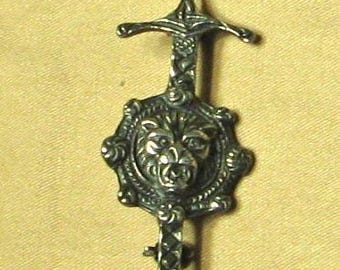 Sterling Silver Sword and Lion Kilt Pin