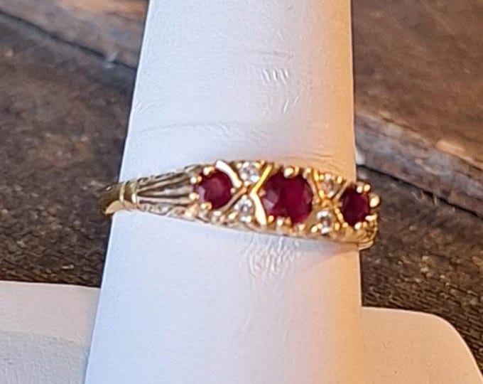 18K Natural Ruby and Diamond Band