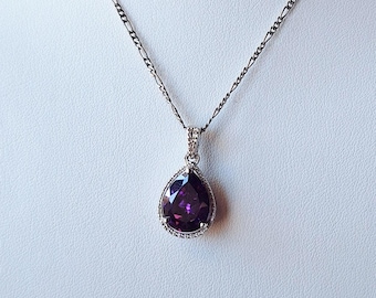 Sterling Silver Purple Crystal Pendant
