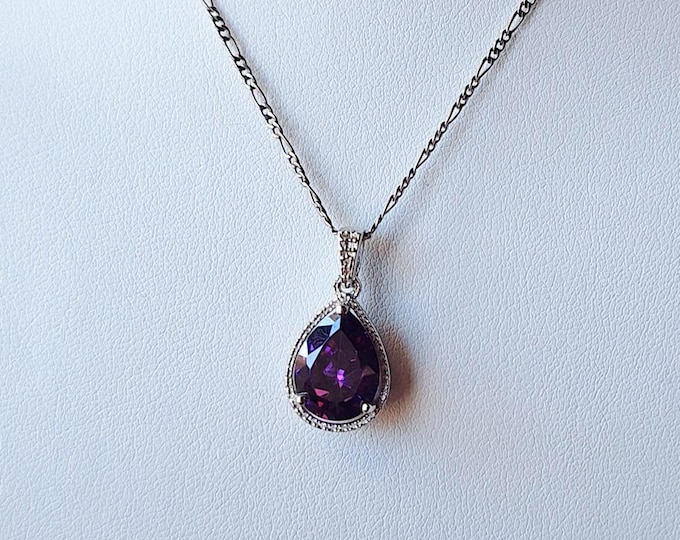 Sterling Silver Purple Crystal Pendant
