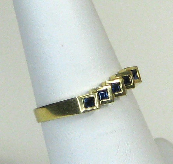 14K Yellow Gold Square Sapphire Band - image 2