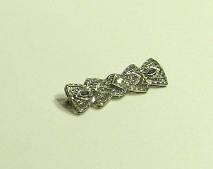 Vintage Edwardian Art Deco White Gold Bow Brooch