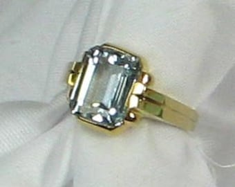 AQUAMARINE TIMELESS SETTING 14K Yellow Gold