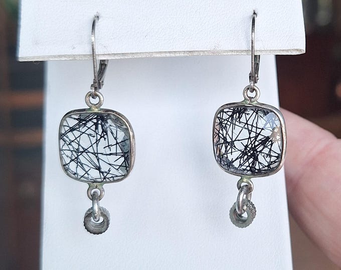 FUN Sterling Silver Imitation Rutilated Quartz Earrings